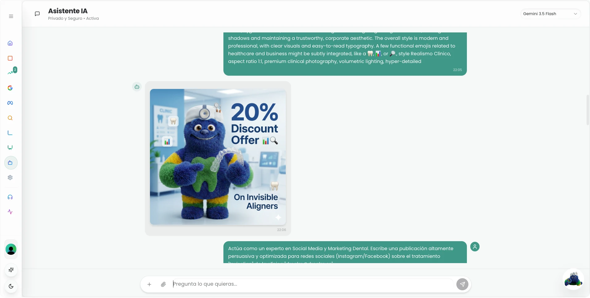 Asistente de inteligencia artificial integrado en Dentista Ideal